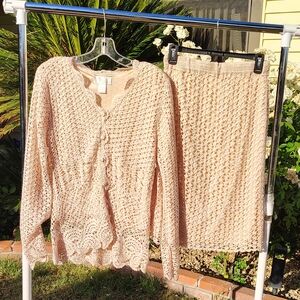 Spiegel Vintage Elegant Crochet Skirt And Matching Top in Cream